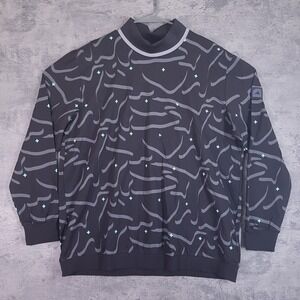 ADIDAS Adicross Long Sleeve Turtleneck Golf Shirt Mens LARGE Black‎ Grey HZ3229